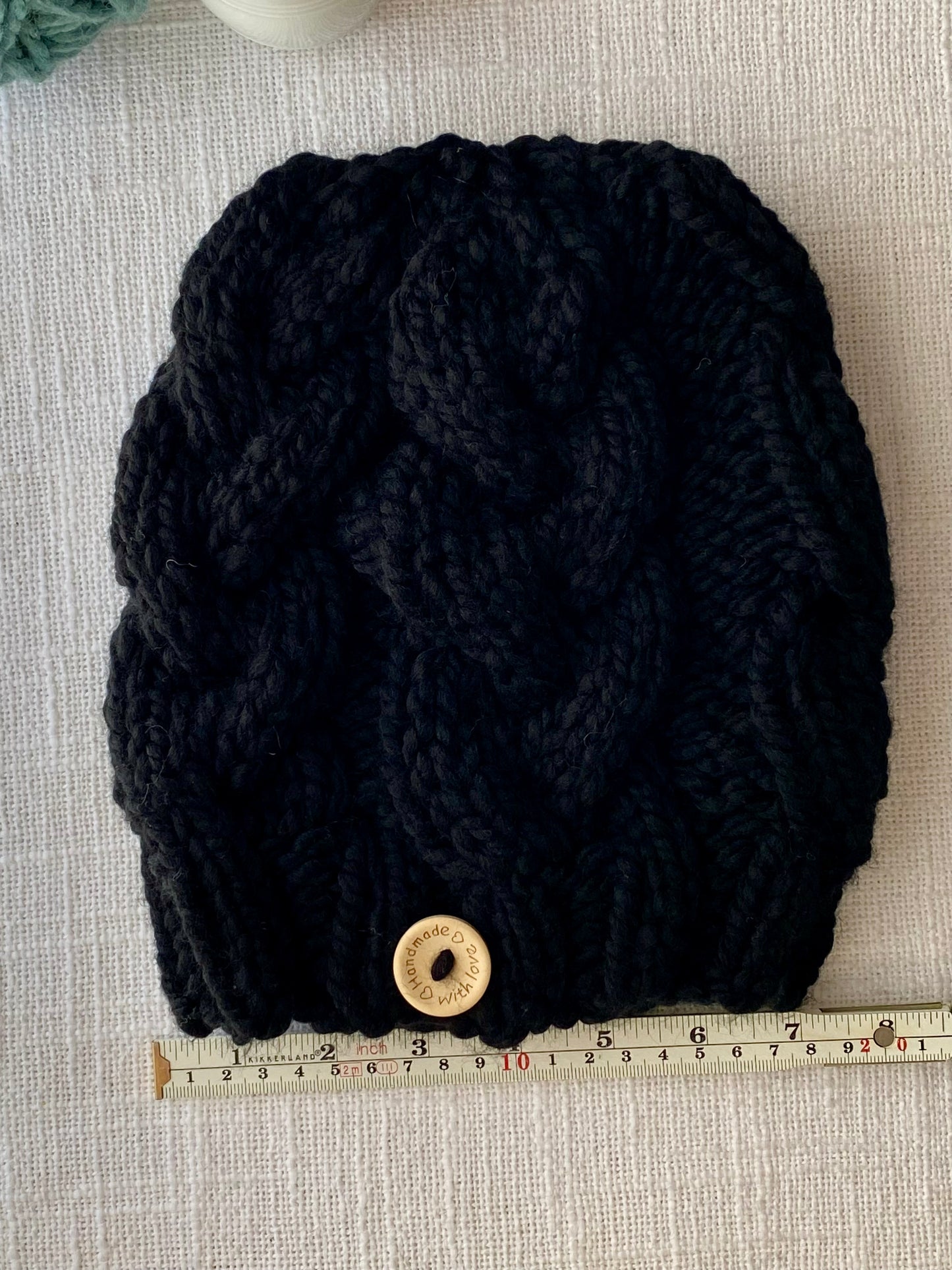 Cozy Cables Hat - Wool Blend Fiber in Raven