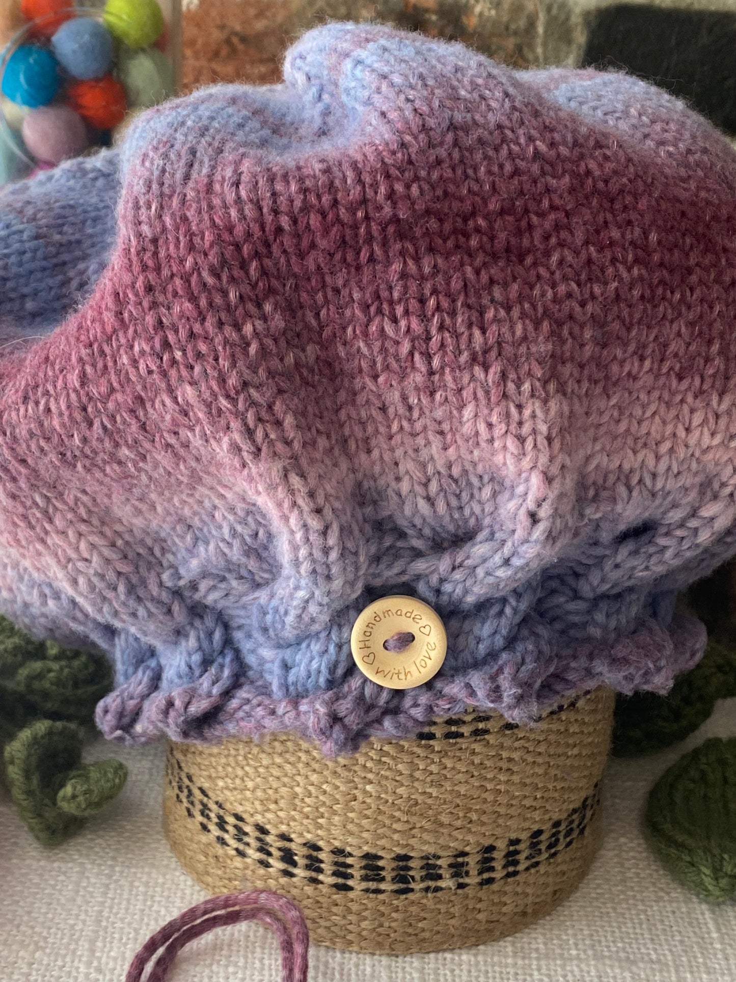 Ocean Waves Hat in Berry