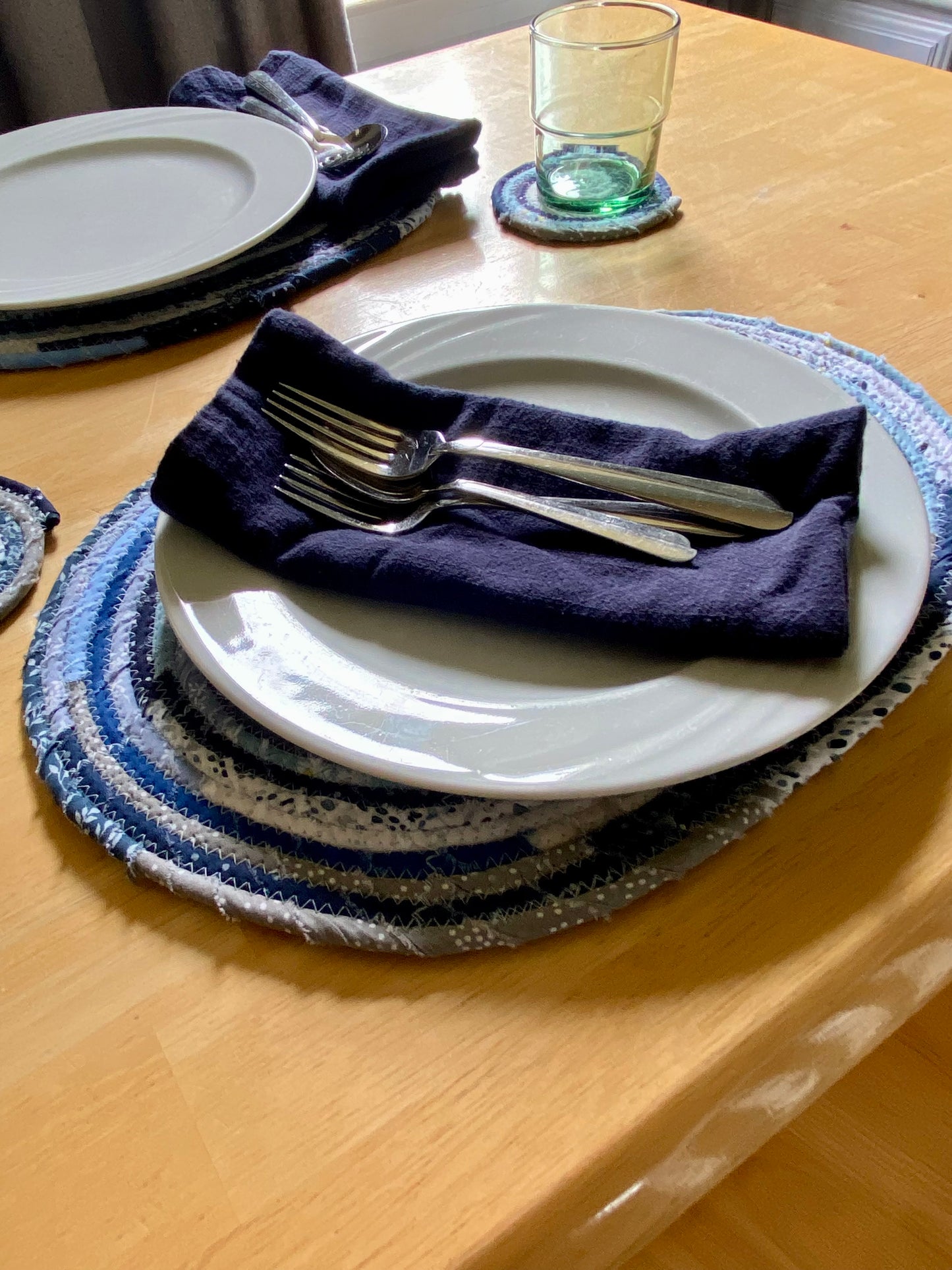 Oval Placemat and Coaster Set (2 each) - Blues