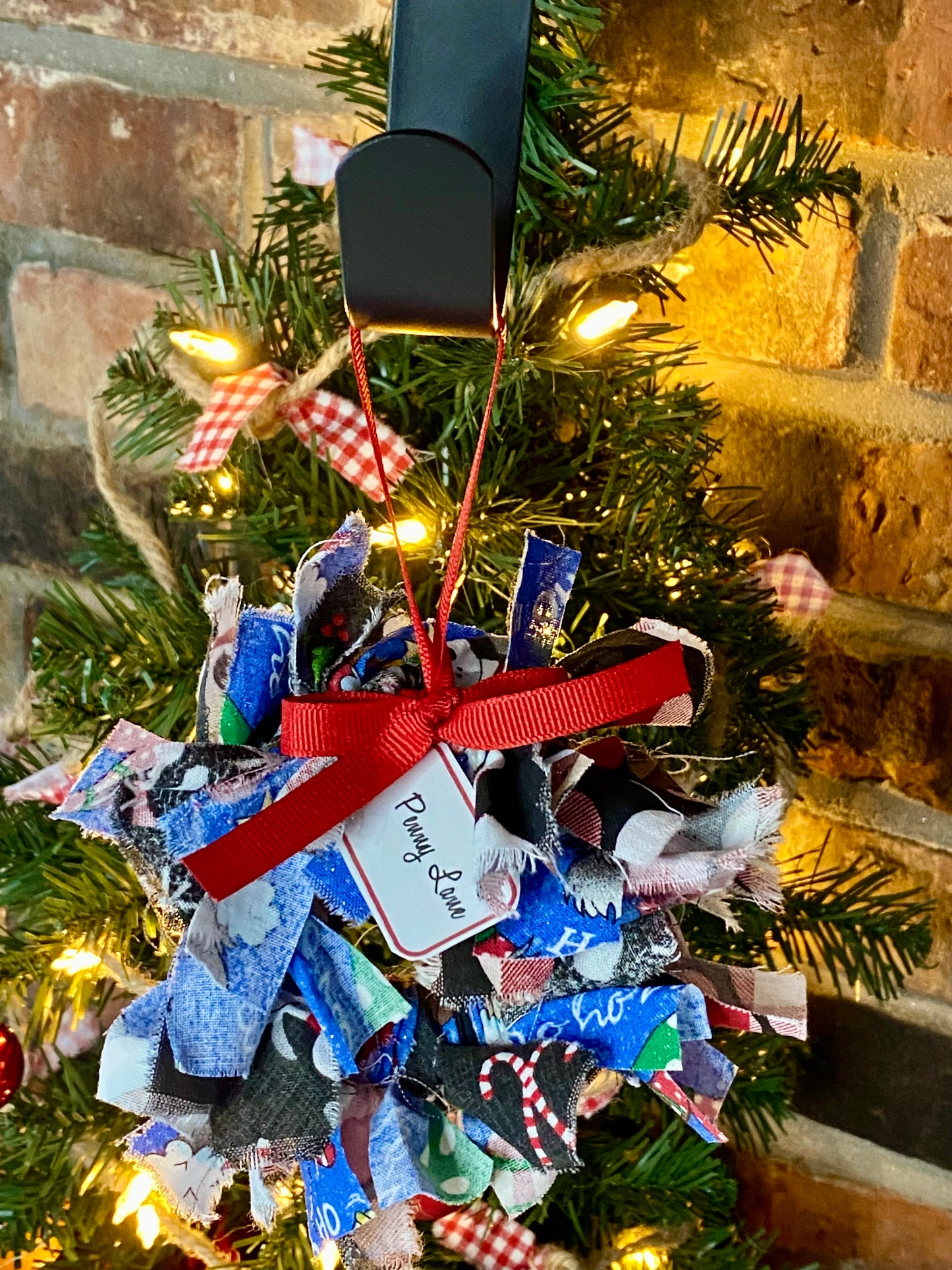 Handmade Scrappy Fabric Wreath - Paw Prints and Santa Dogs