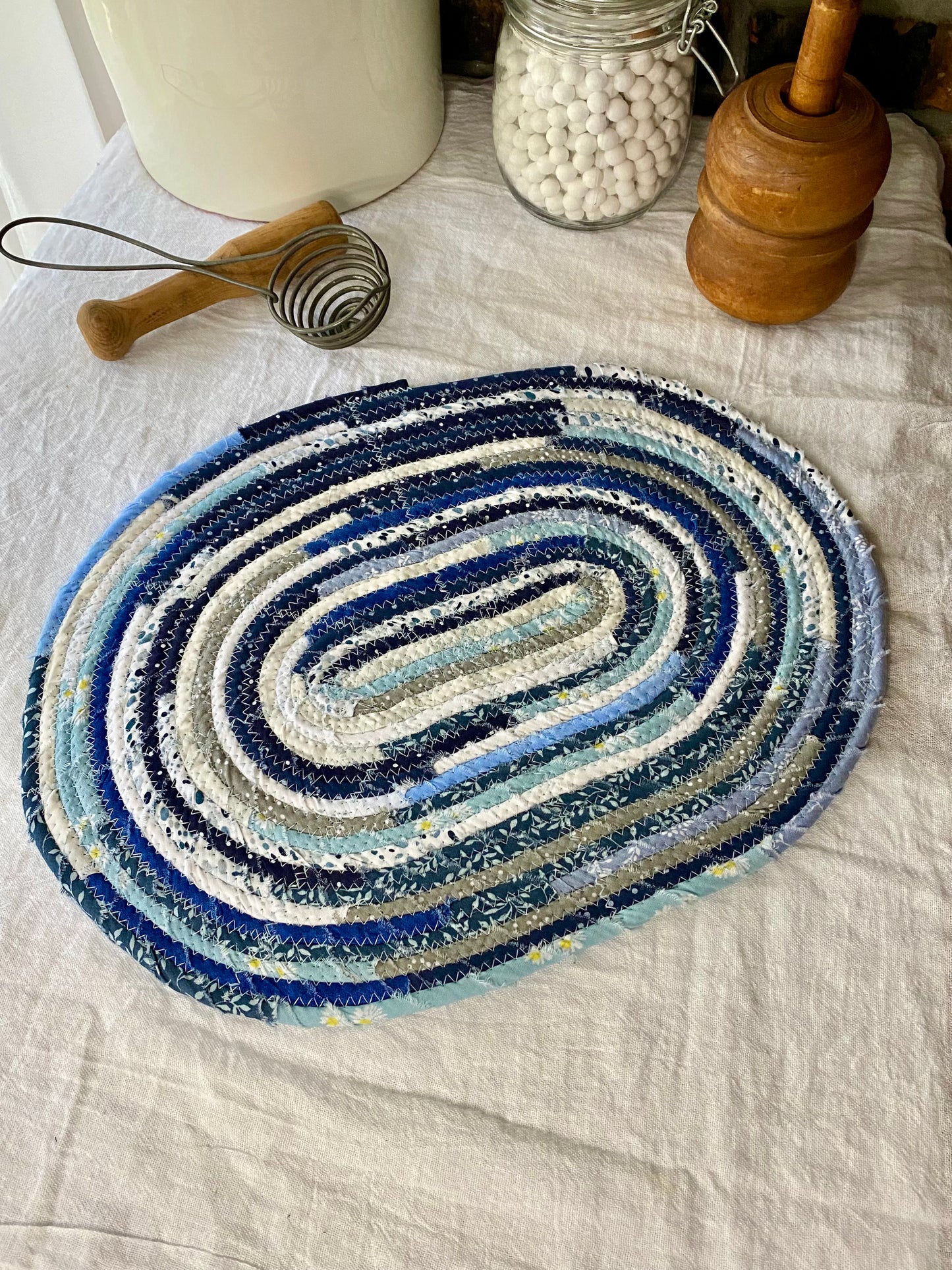 Oval Placemat and Coaster Set (2 each) - Blues