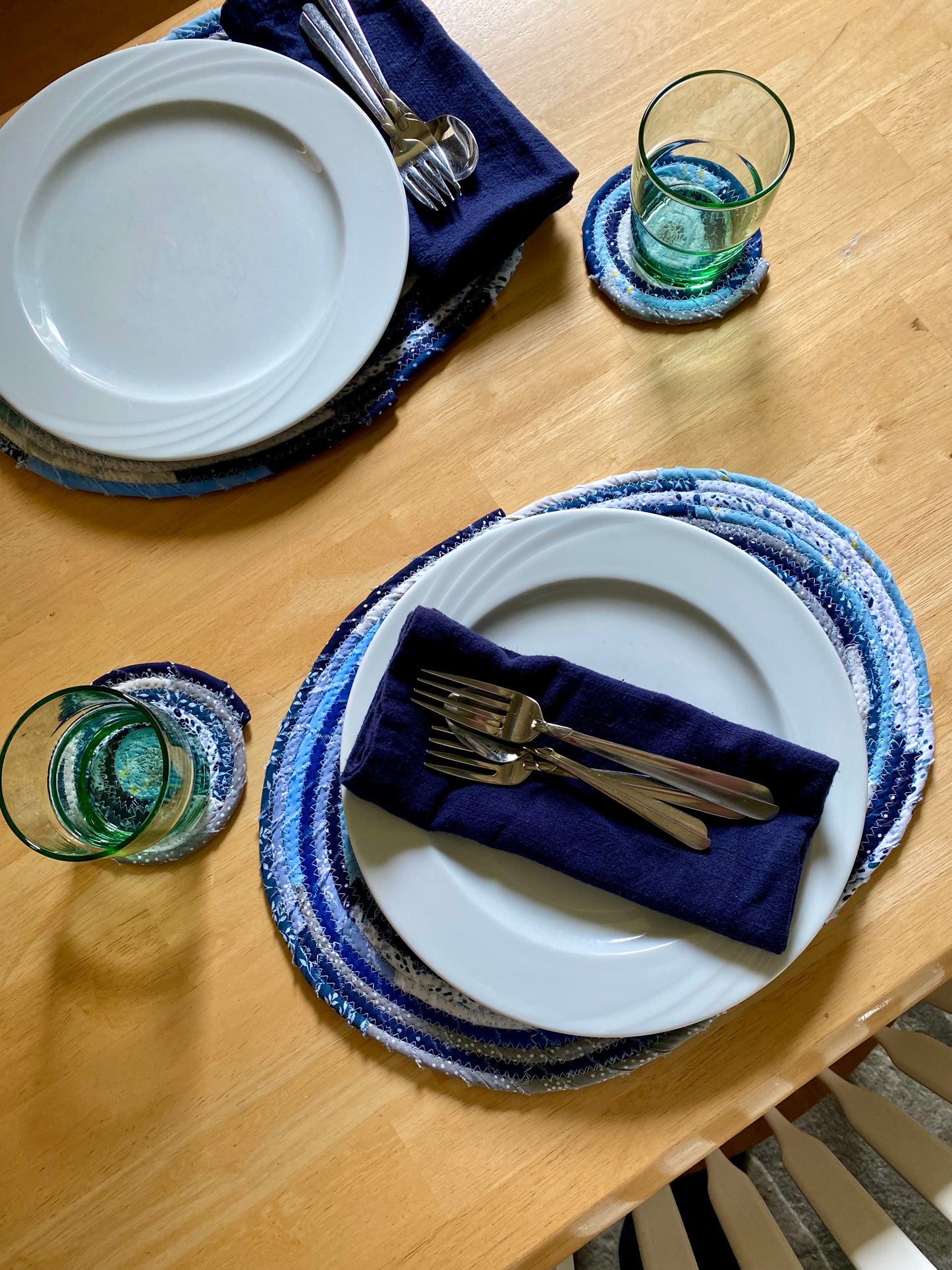 Oval Placemat and Coaster Set (2 each) - Blues