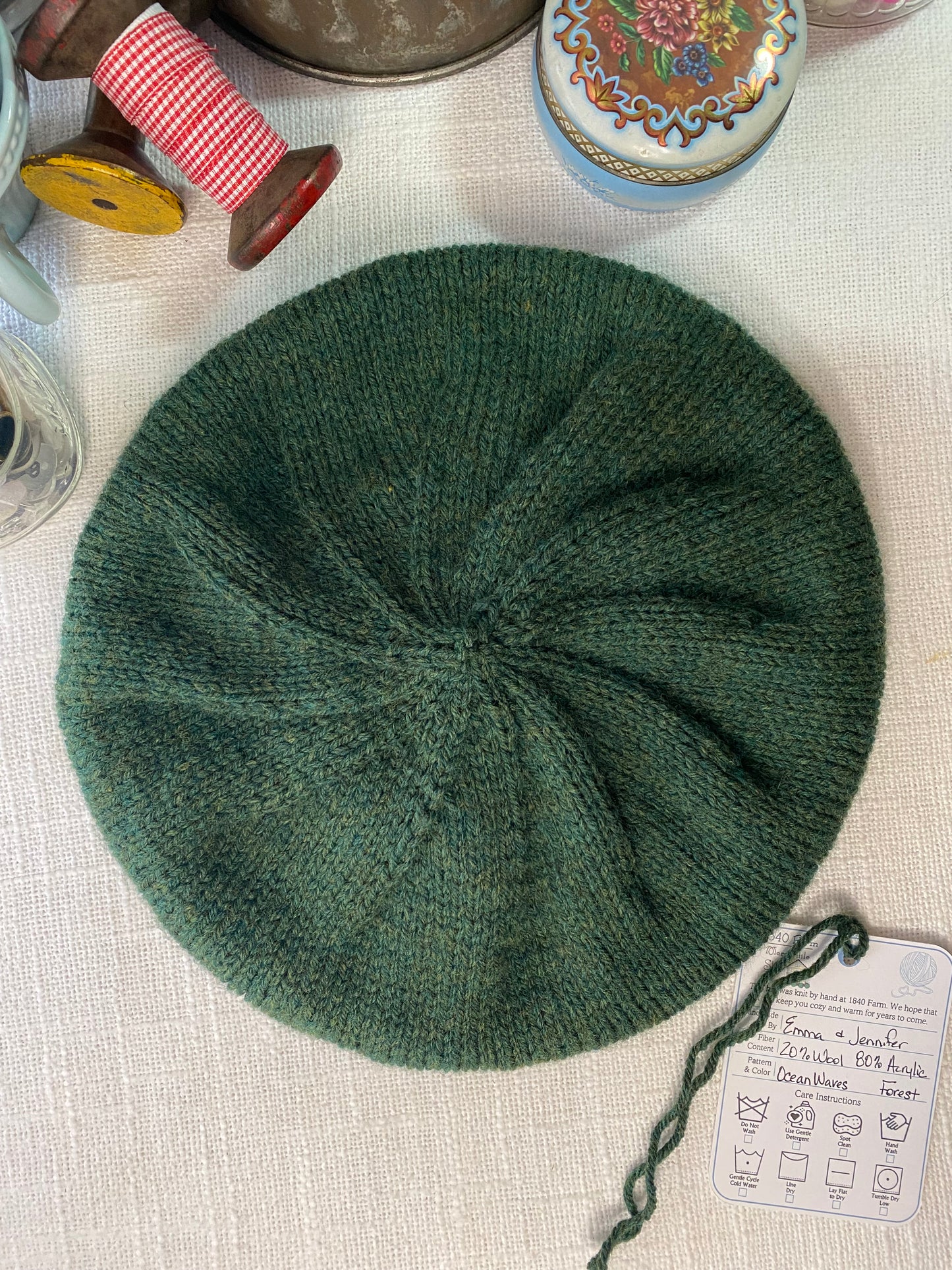 Ocean Waves Hat in Wool Blend - Forest