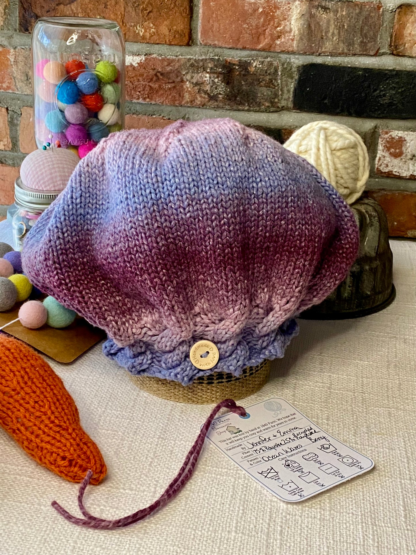 Ocean Waves Hat in Berry