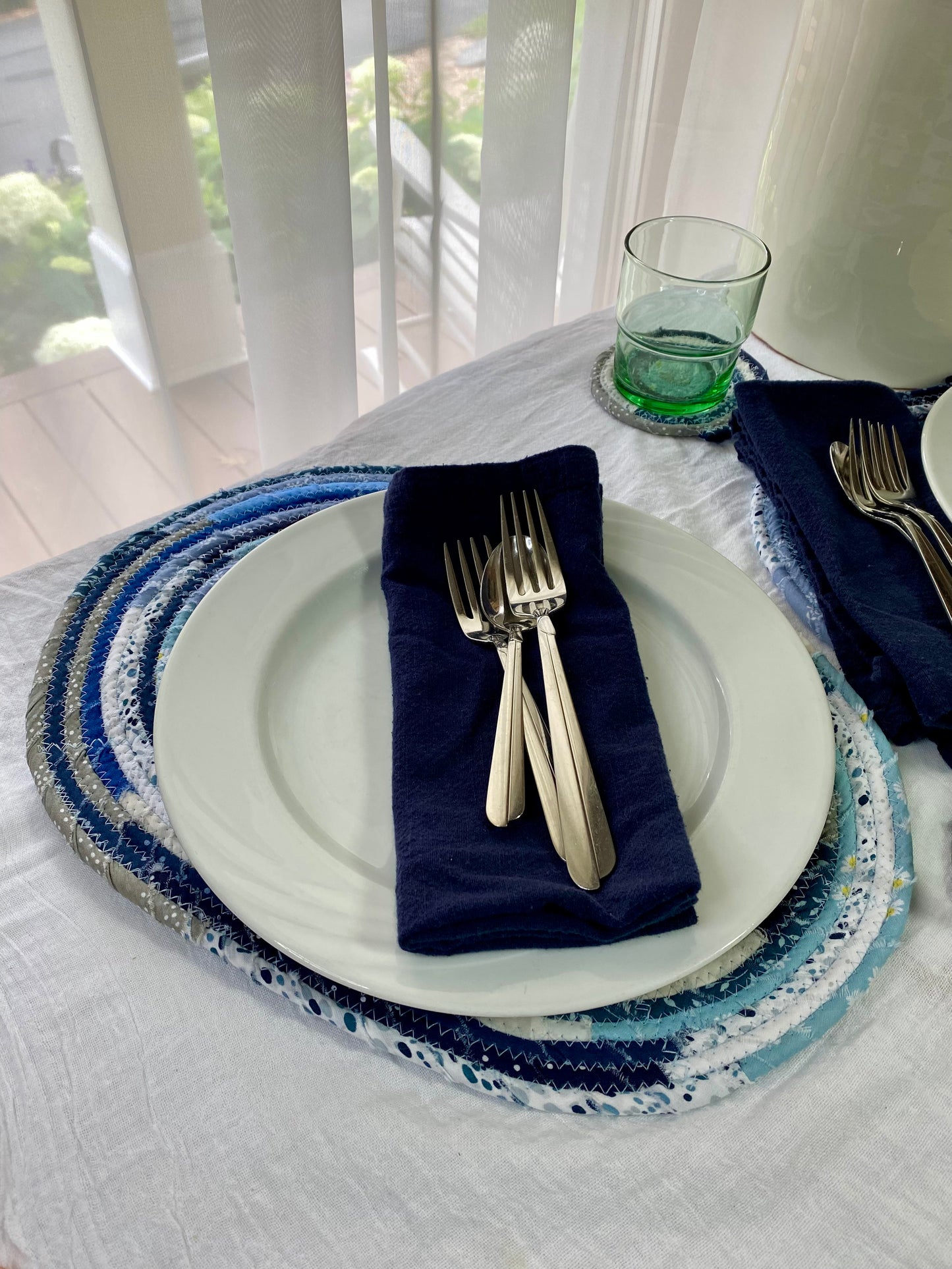 Oval Placemat and Coaster Set (2 each) - Blues