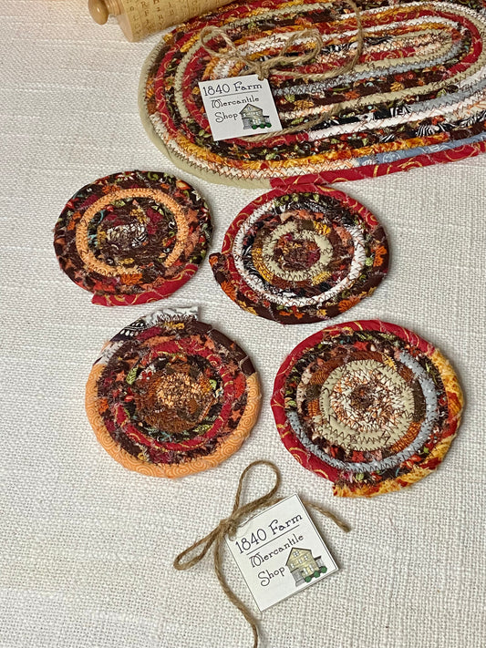 Fall Set- 8” x 12" Oval Trivet and Set of Four Coasters