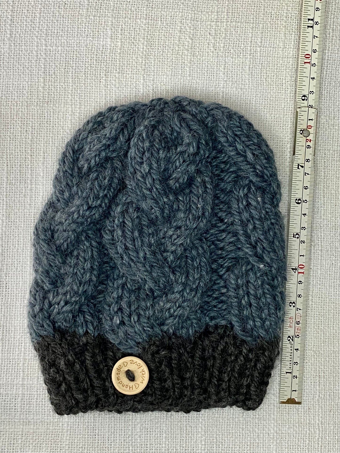 Cozy Cables Hat in Denim and Raven- Recycled Synthetic Fiber blend