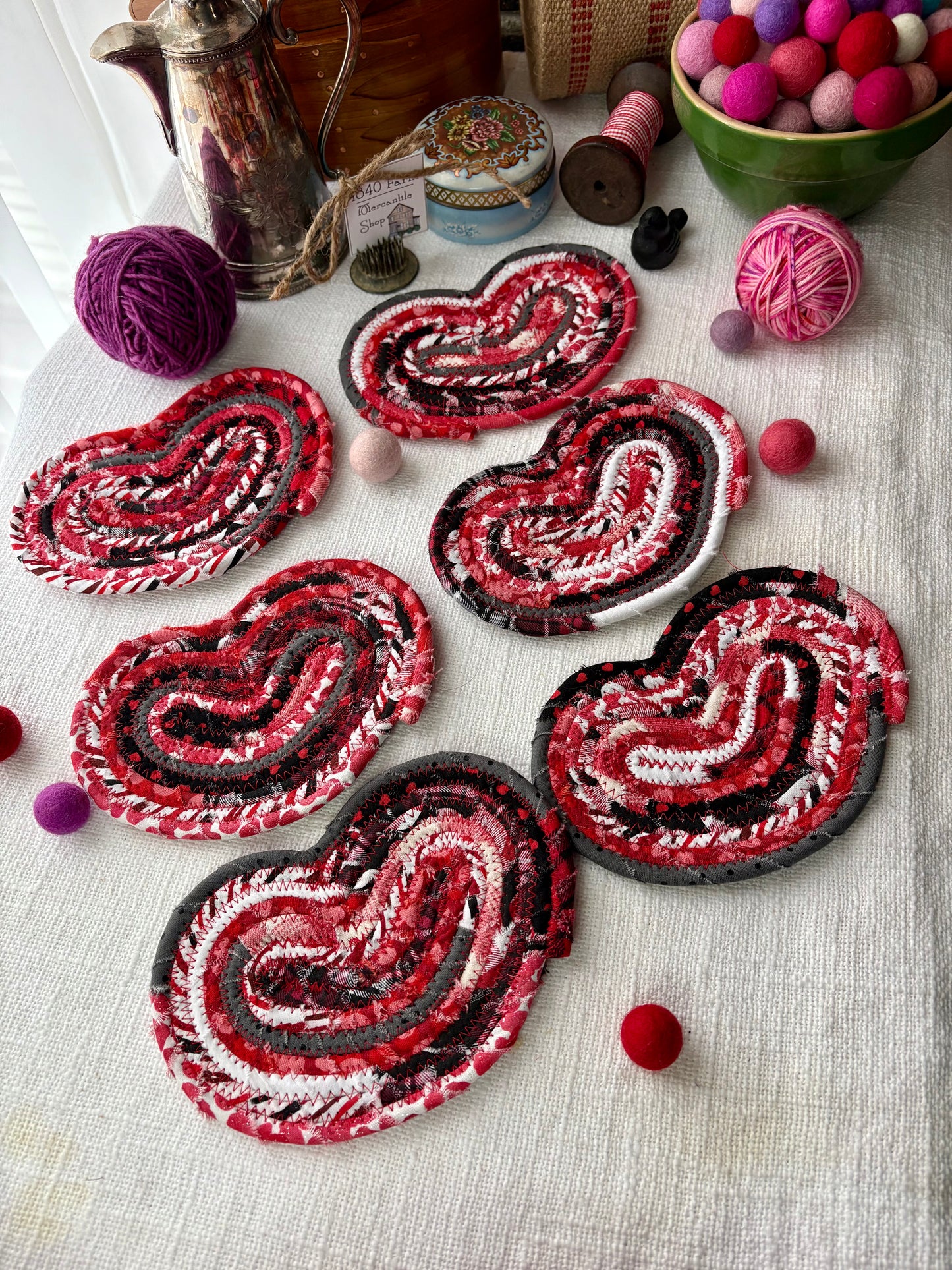 Set of Four 6” Heart Flat Trivet/Coaster