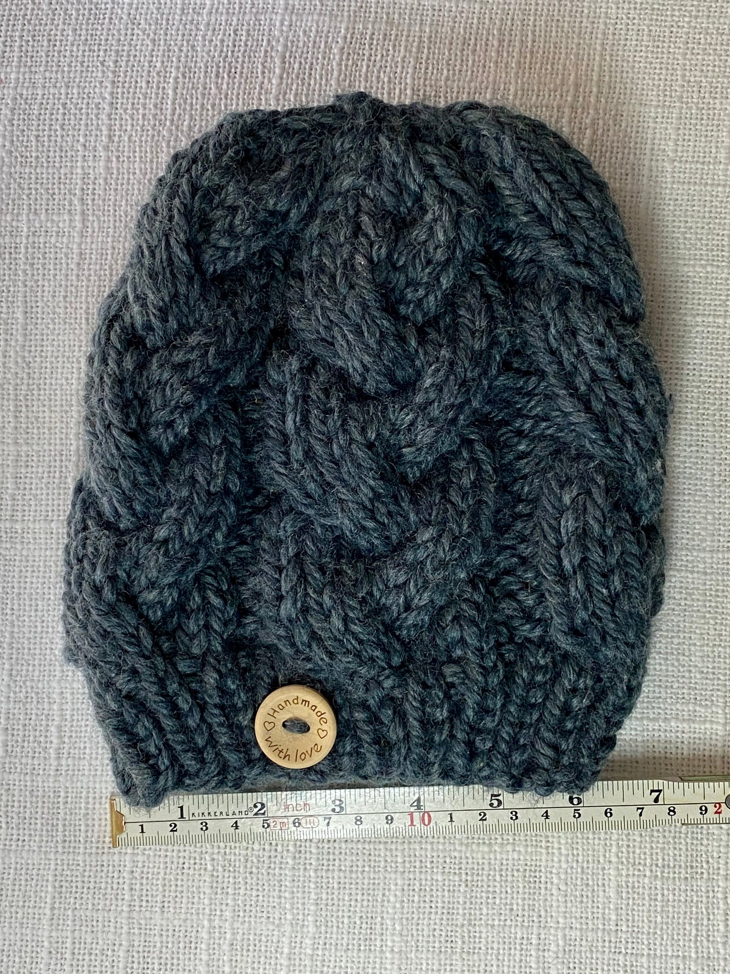 Cozy Cables Hat in Denim Blue - Recycled Synthetic Fiber