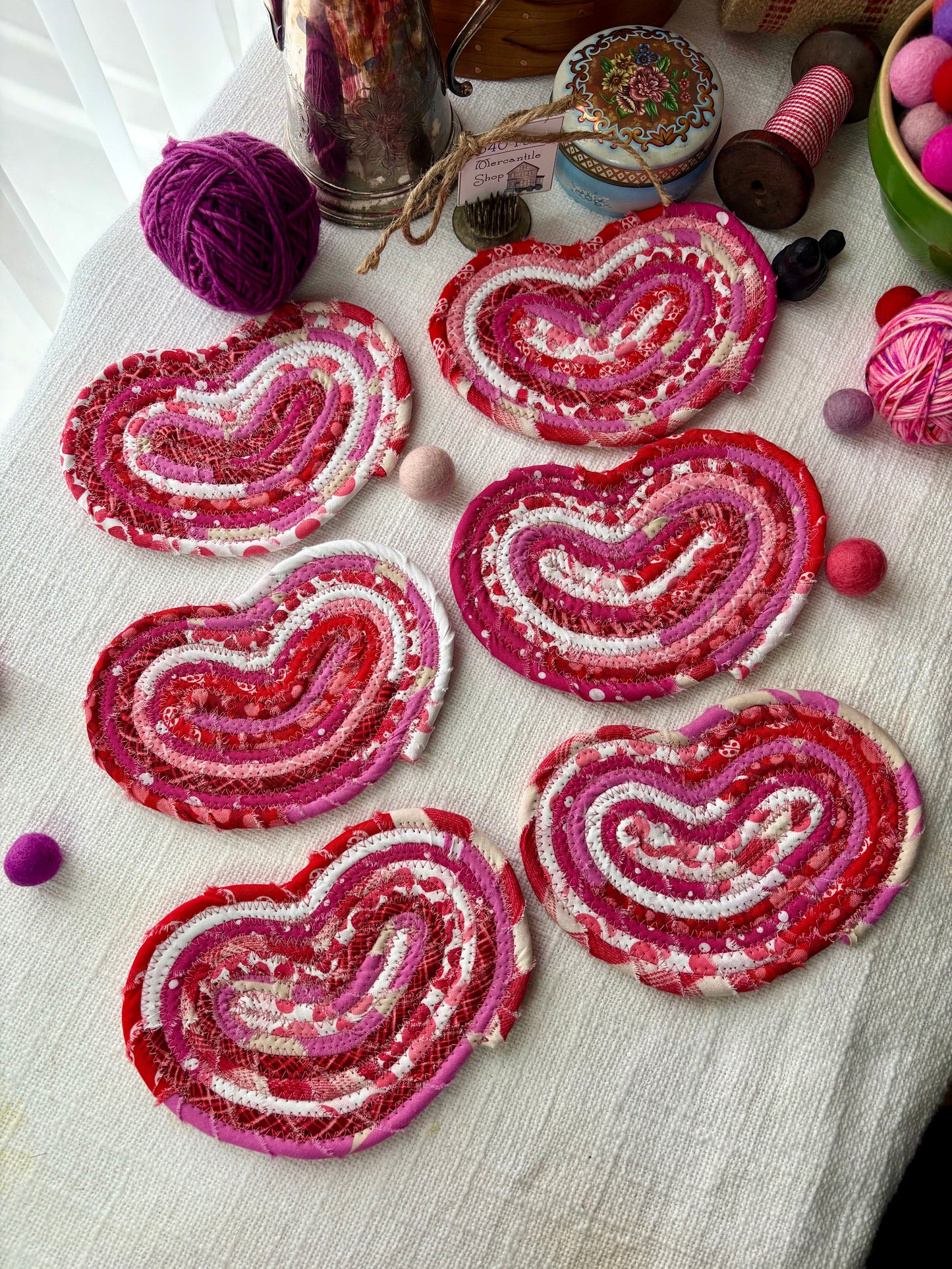 Set of Four 6” Heart Flat Trivet/Coasters