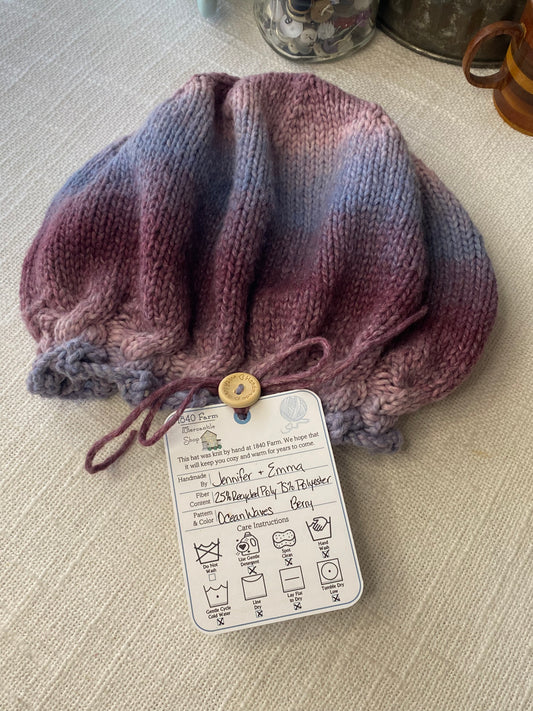 Ocean Waves Hat in Berry