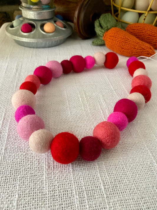 6' Felted Wool Ball Garland - 24 balls