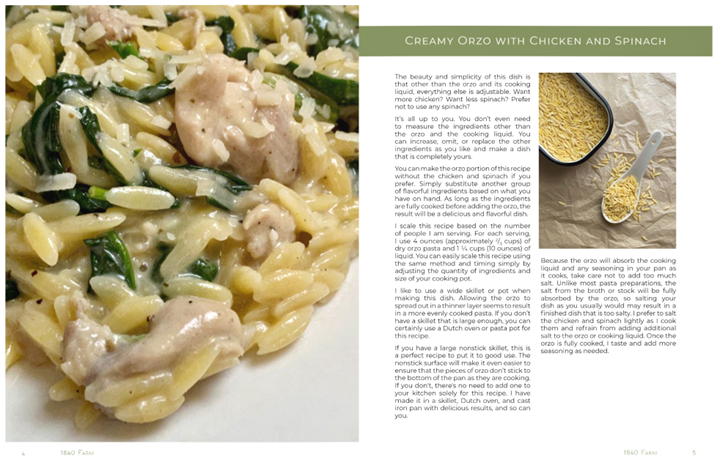 FREE Digital Recipe Booklet - Creamy Orzo with Chicken and Spinach (1 recipe, 8 pages)