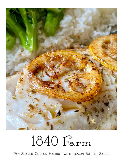 Digital Recipe Booklet - Pan Seared Cod or Halibut with Lemon Butter Sauce (1 recipe, 8 pages)