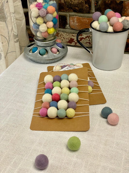 Pair of 6' Felted Wool Ball Garland - 24 balls