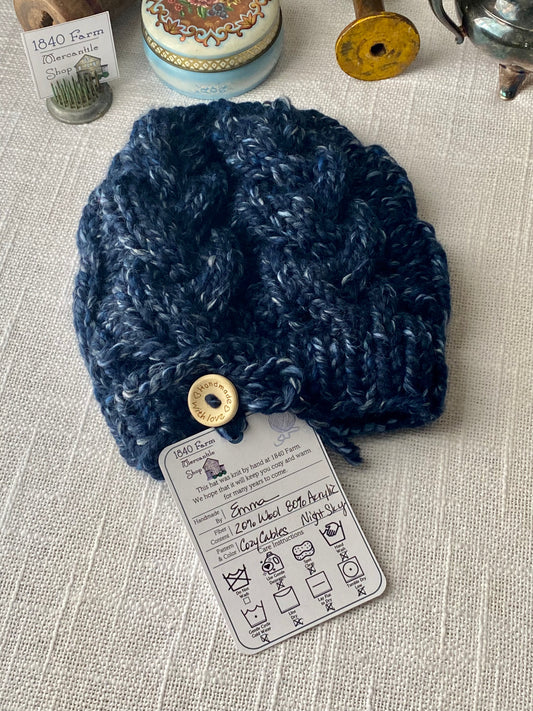 Cozy Cables Hat - Wool Blend Fiber