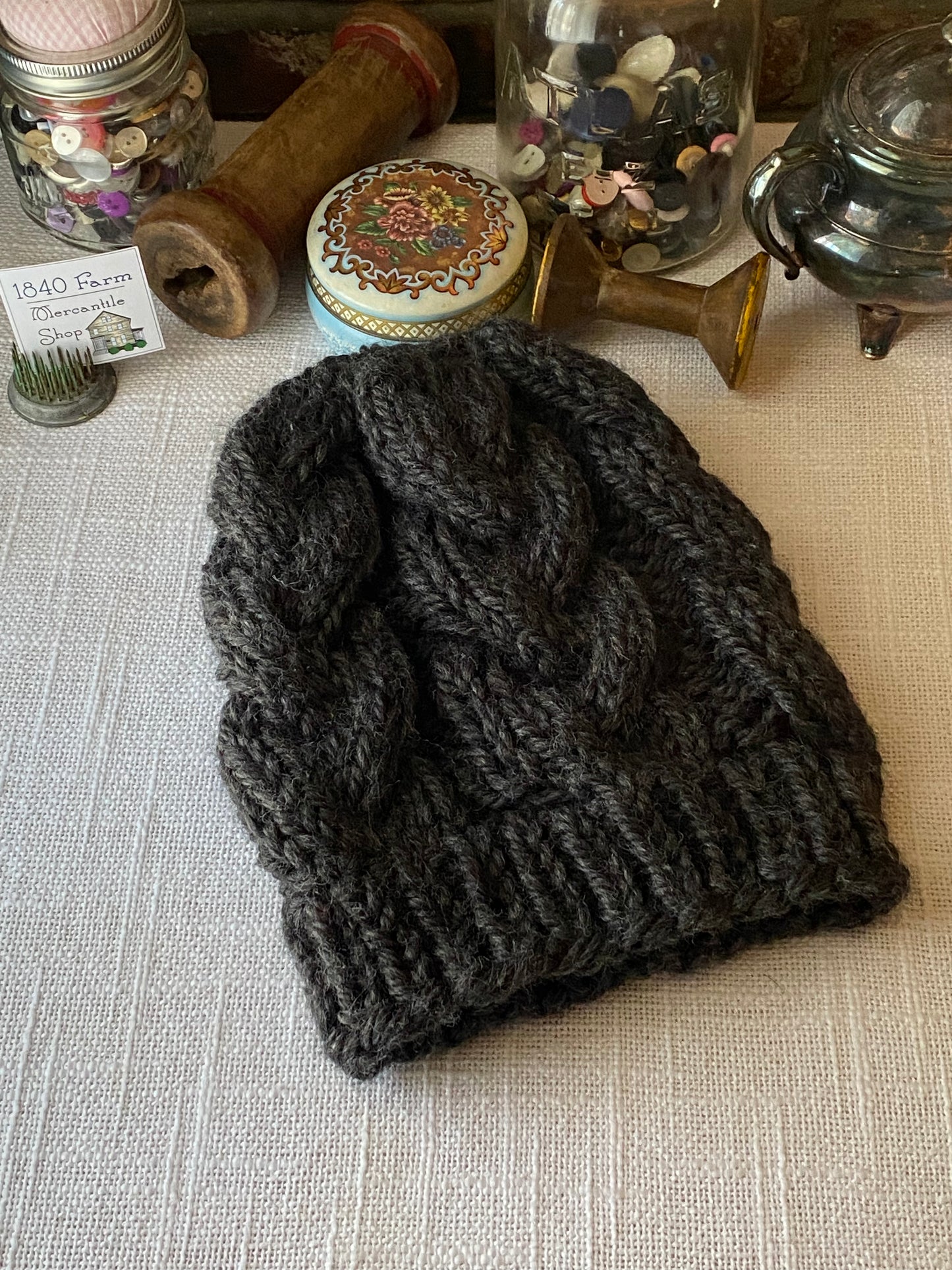 Cozy Cables Hat - Recycled Synthetic Fiber - Raven