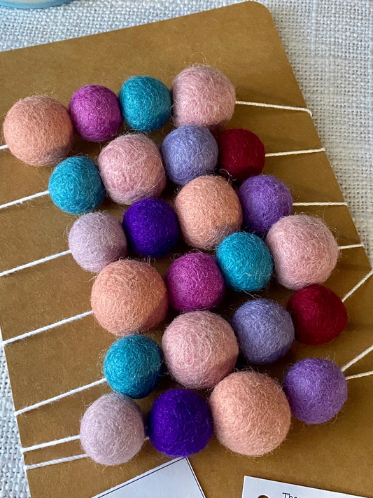 6' Felted Wool Ball Garland - 24 balls