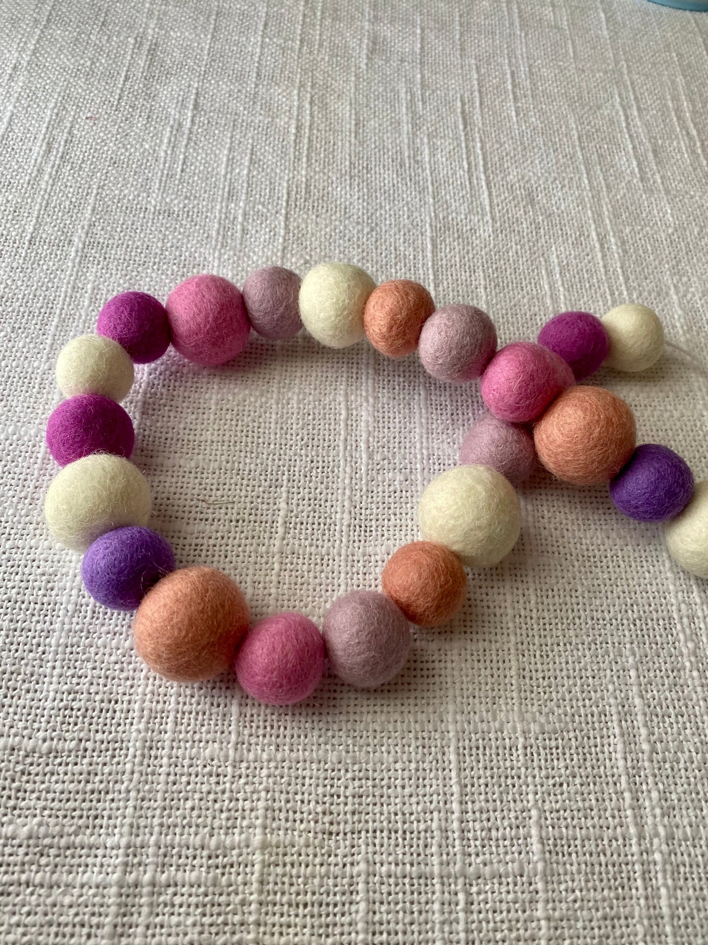 6' Felted Wool Ball Garland - 24 balls