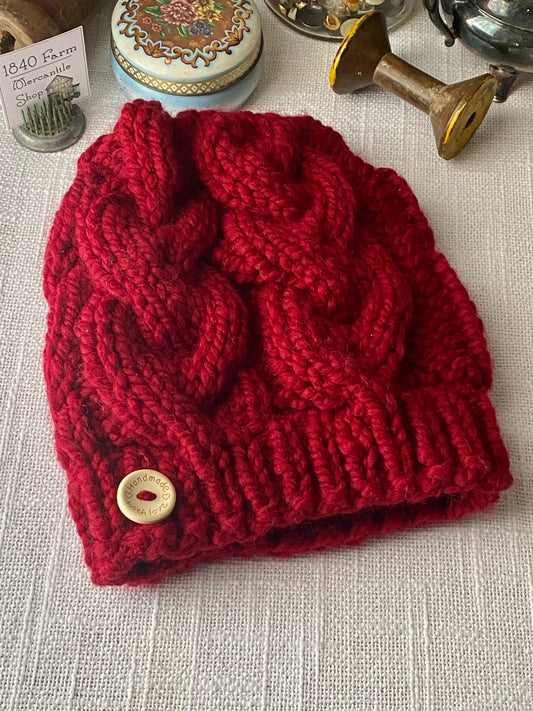 Cozy Cables Hat - Wool Blend Fiber