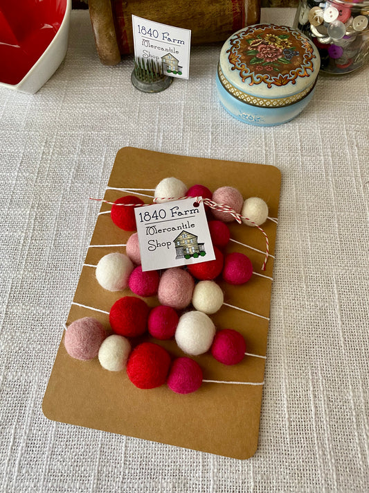 6' Felted Wool Ball Garland - 24 balls