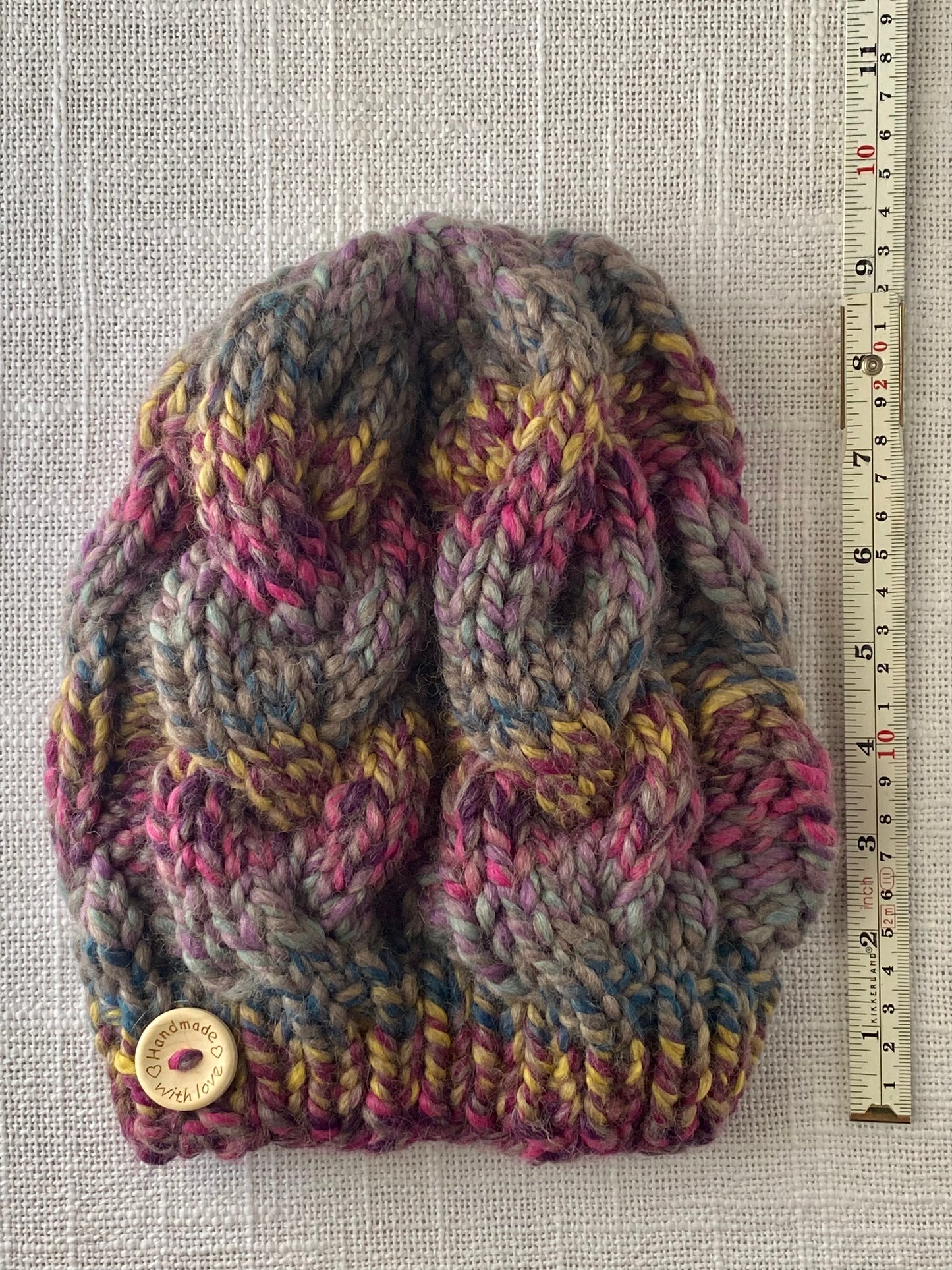 Cozy Cables Hat - Wool Blend Fiber - Patchwork