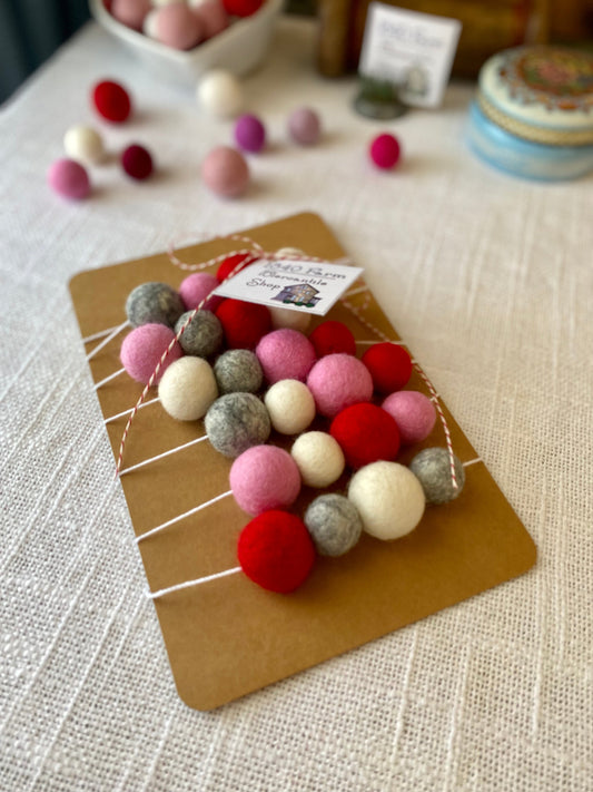 6' Felted Wool Ball Garland - 24 balls