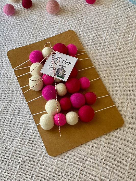 6' Felted Wool Ball Garland - 24 balls