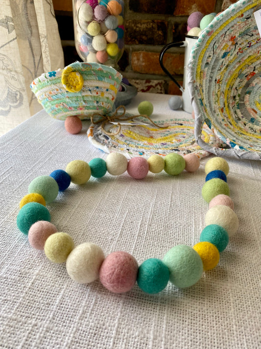 6' Felted Wool Ball Garland - 24 balls