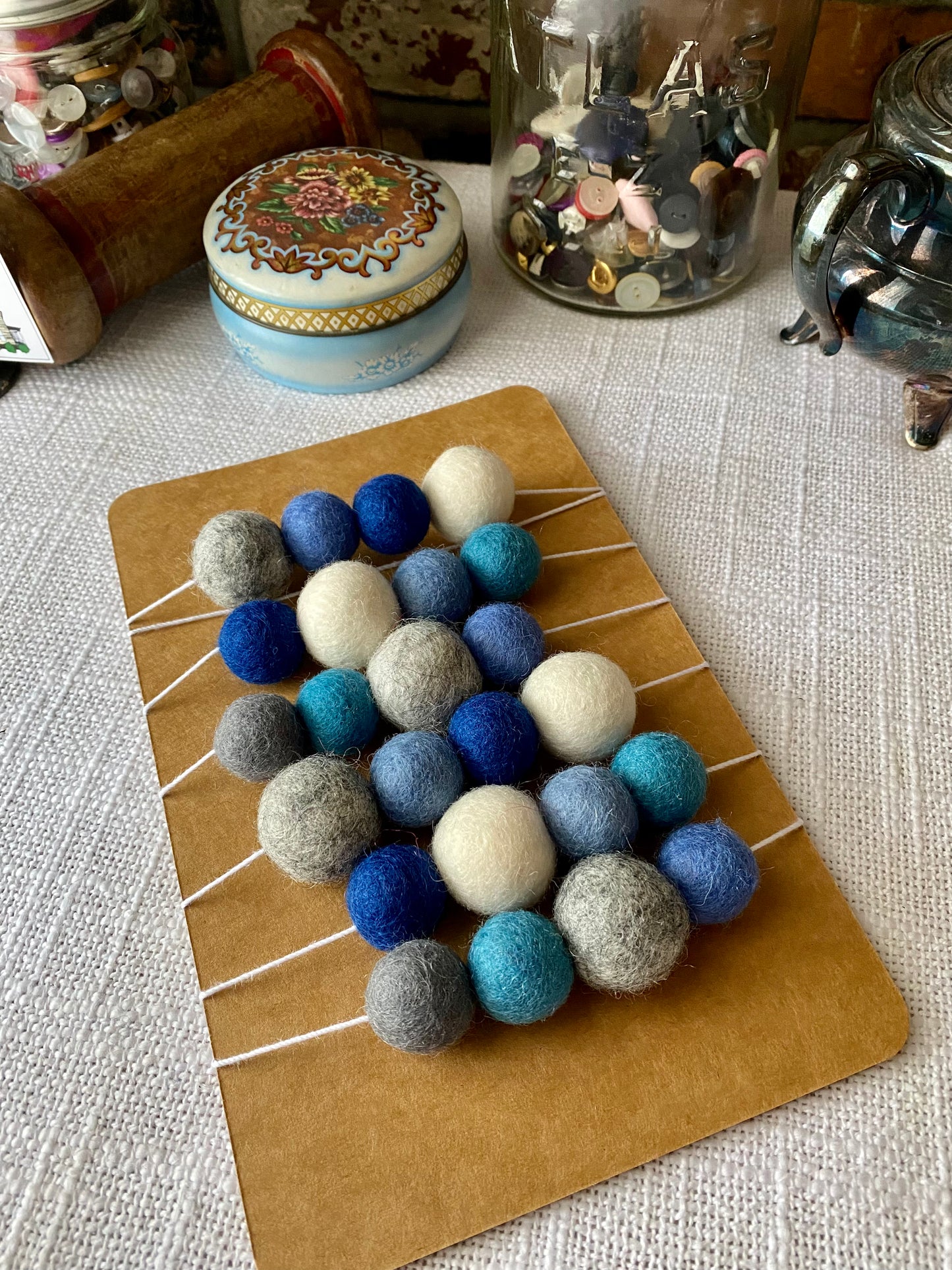 Custom 6' Felted Wool Ball Garland - 24 balls