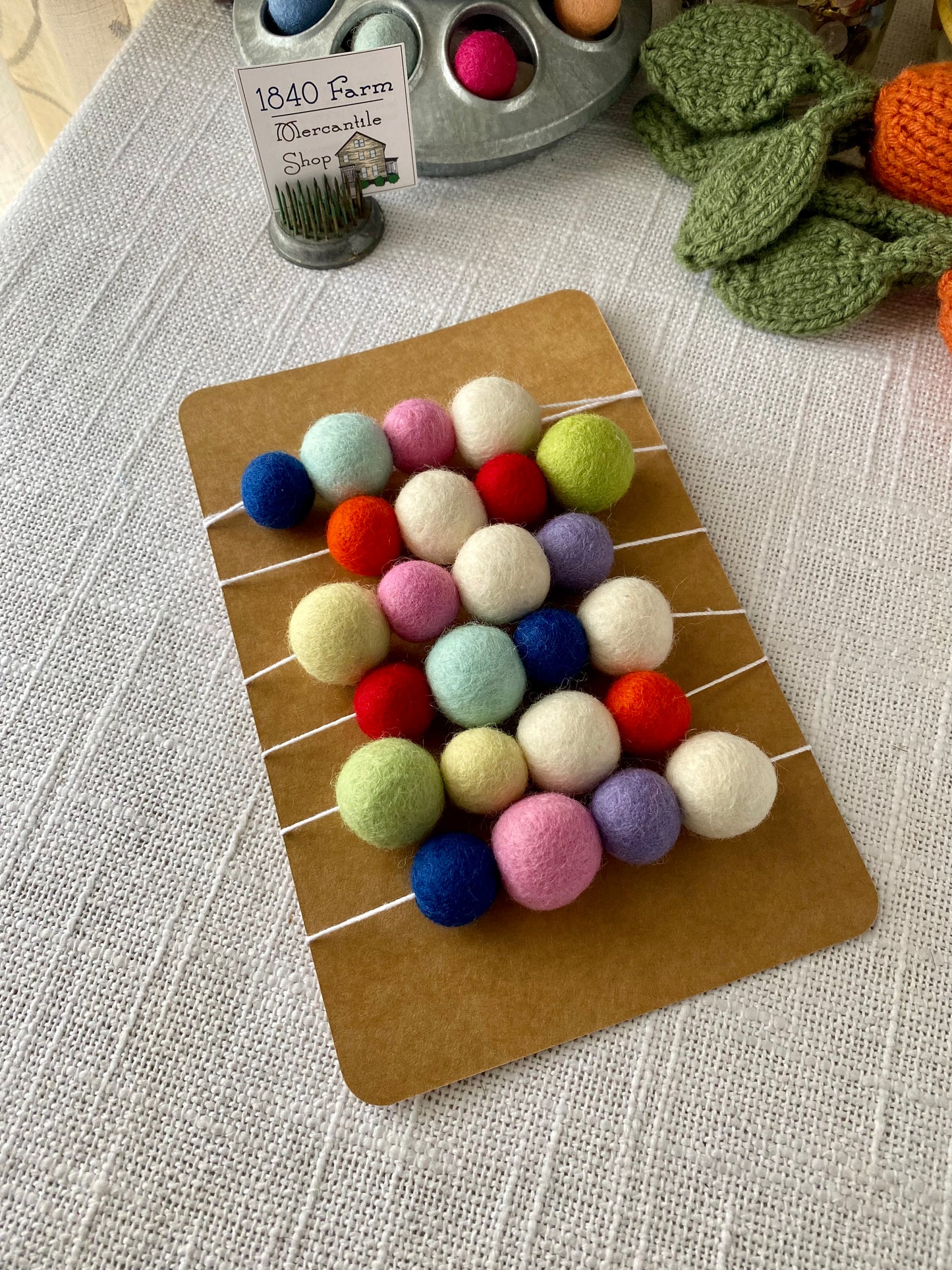 6' Felted Wool Ball Garland - 24 balls