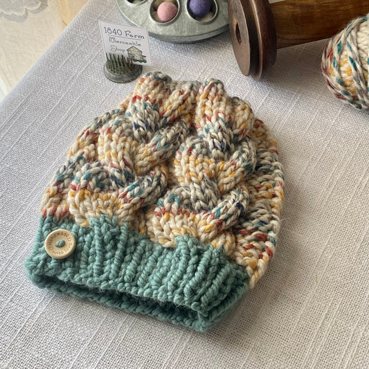 Cozy Cables Hat - Wool Blend Fiber - Dual Tone
