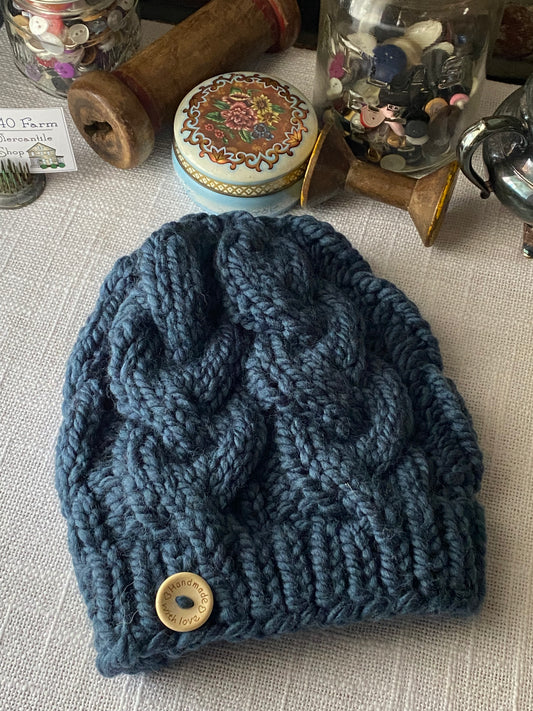 Cozy Cables Hat - Wool Blend Fiber