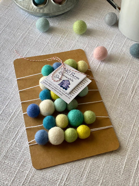 6' Felted Wool Ball Garland - 24 balls