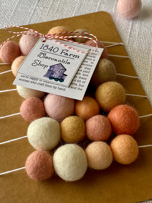 6' Felted Wool Ball Garland - 24 balls