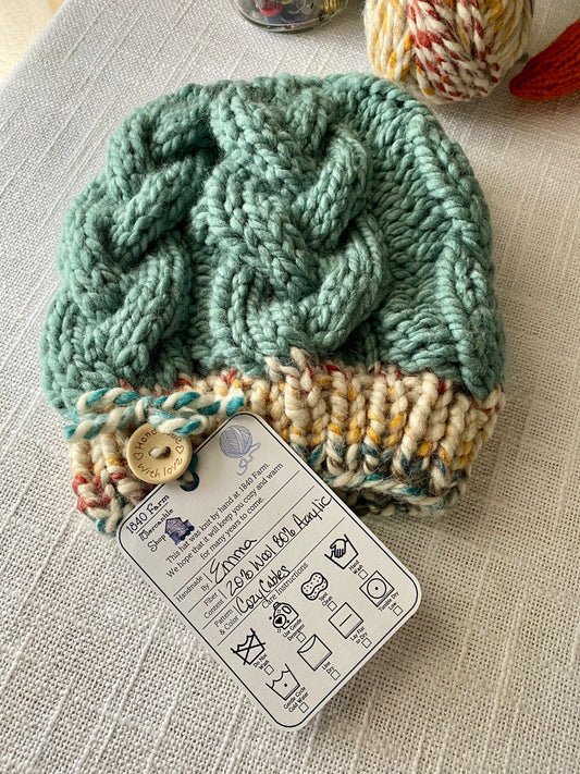 Cozy Cables Hat - Wool Blend Fiber - Dual Tone