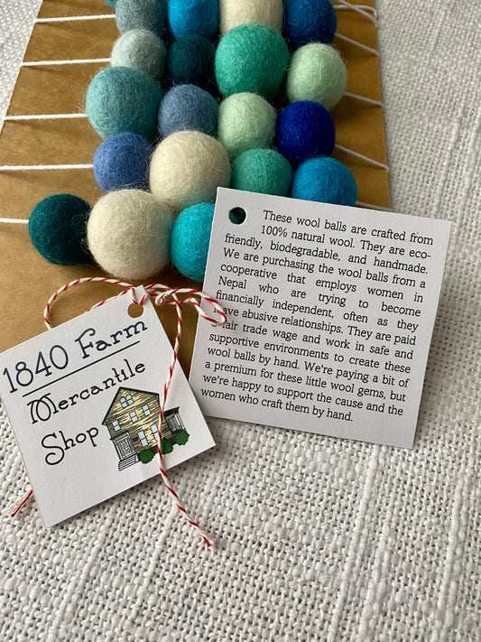 6' Felted Wool Ball Garland - 24 balls