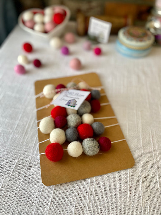 6' Felted Wool Ball Garland - 24 balls