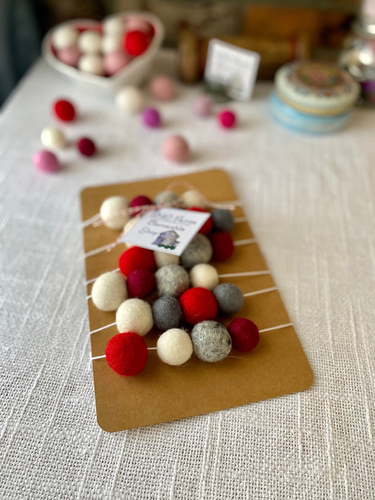 6' Felted Wool Ball Garland - 24 balls